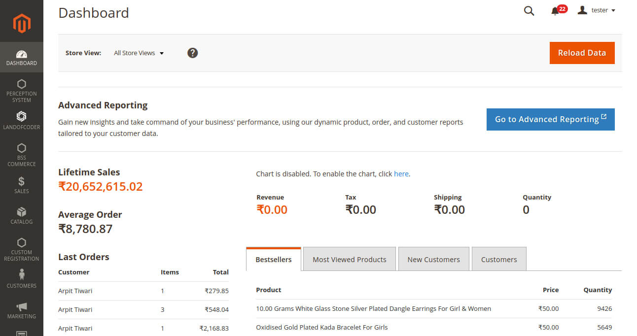 Enhanced interface for Administrator