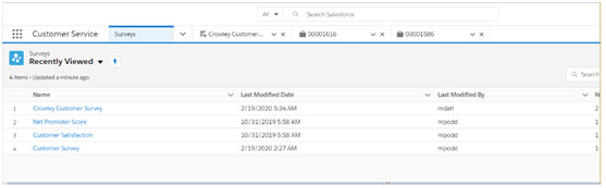 App launcher and search Surveys