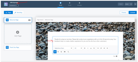 opens the Surveys tab