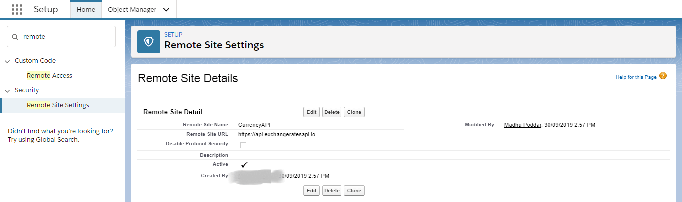 remote site settings