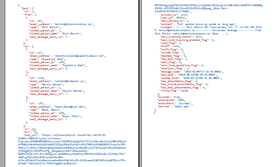Postman Example Response