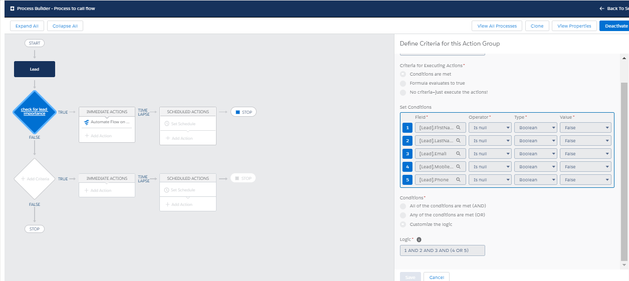 Criteria to Execute the Flow