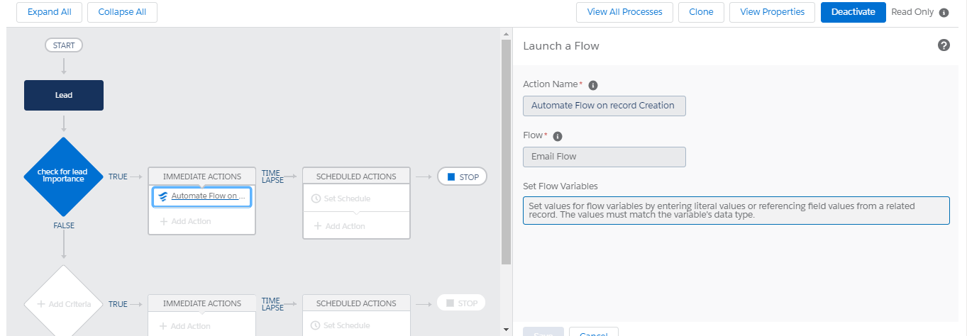Selected Flow in action to execute the flow