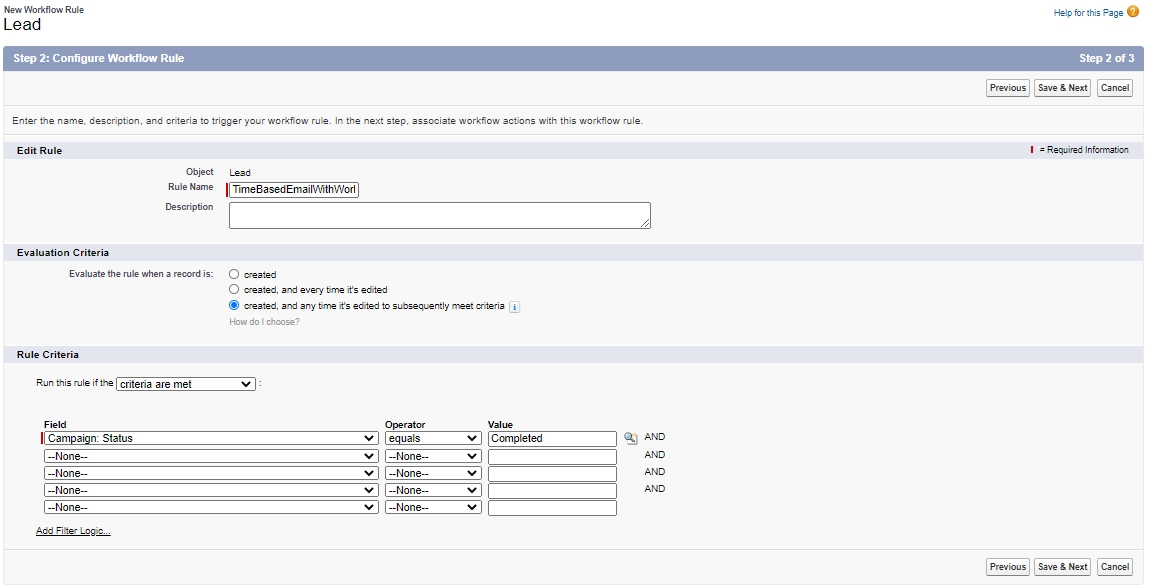 Create a New Workflow Rule
