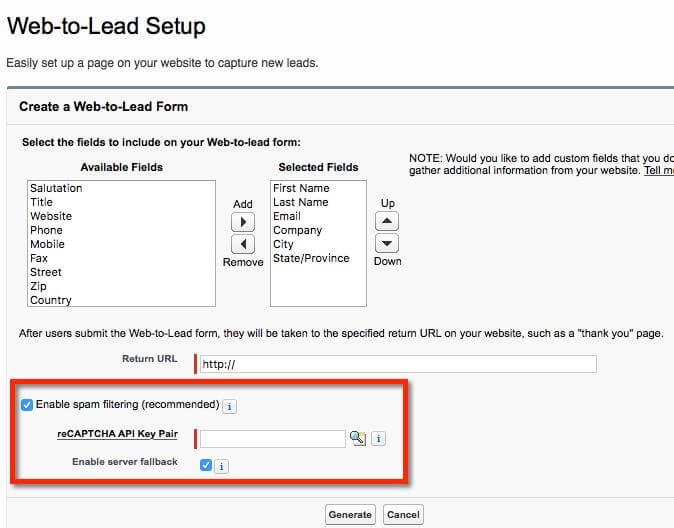web lead setup