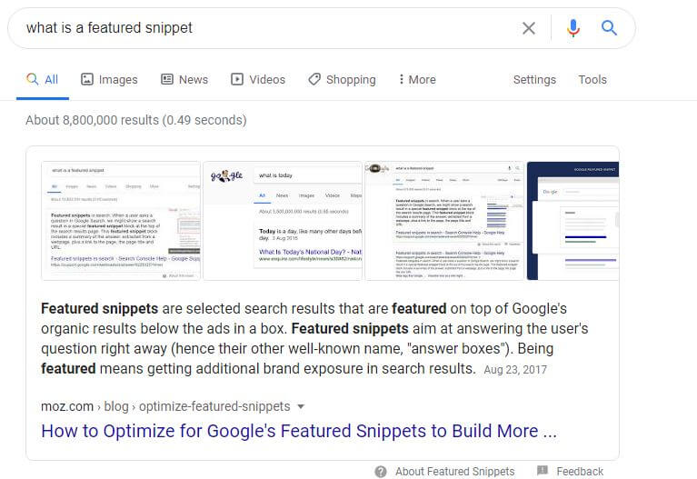 what is a featured snippet