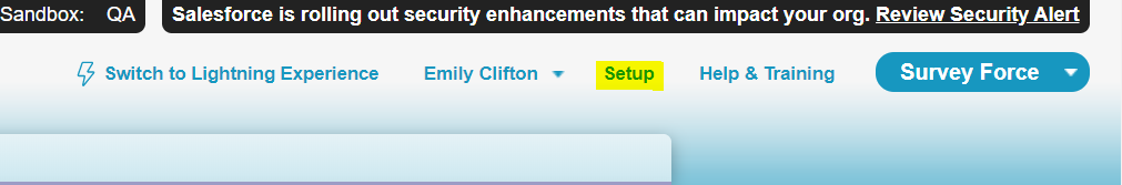 Classic mode, Go to Set Up option