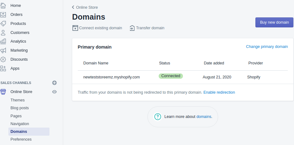 get a domain name for shopify store
