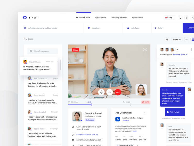 job interview via video call in job search app