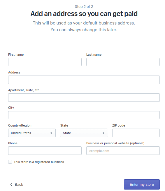 step 2 enter personal details for estore