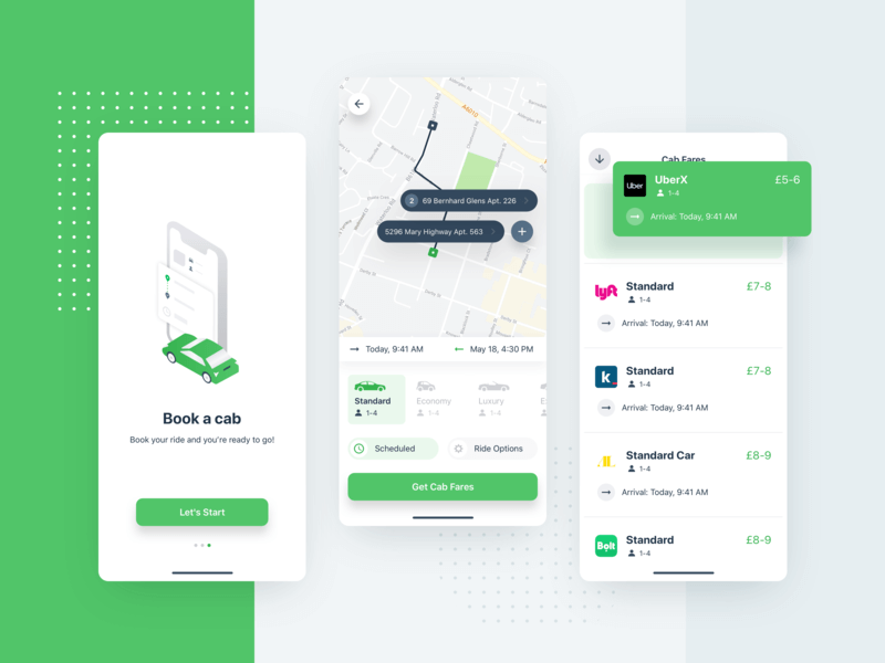cab booking app UI