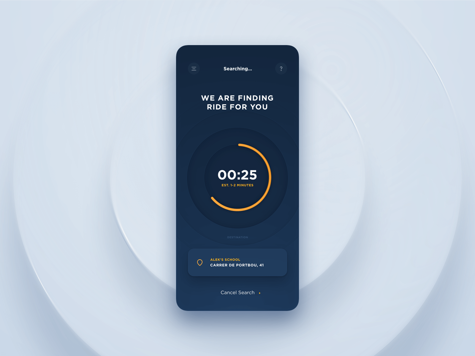 find a ride panel for custome in taxi app