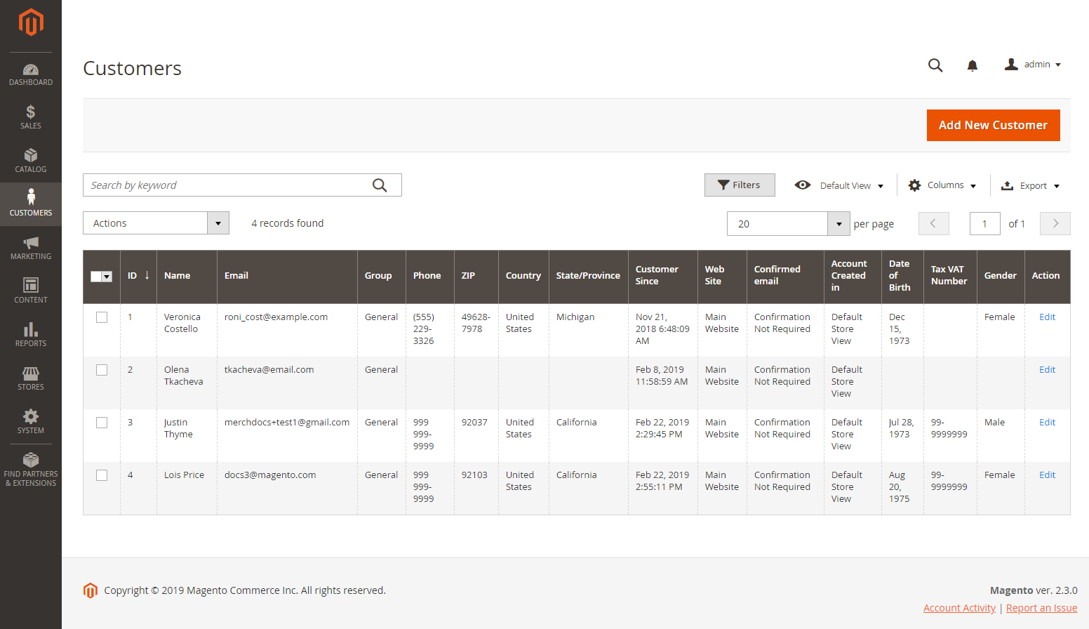 magento account management