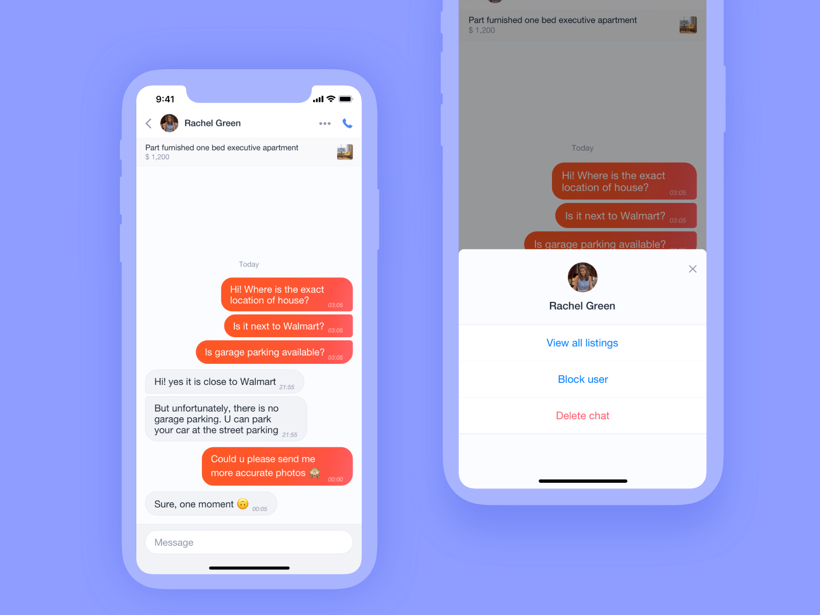 in app chatting in classified listing app
