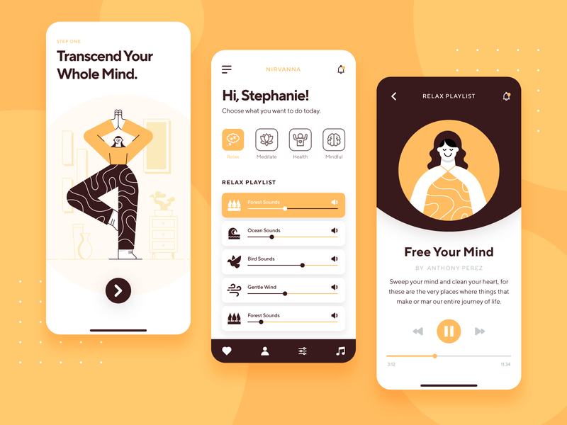 guided meditation app user interface