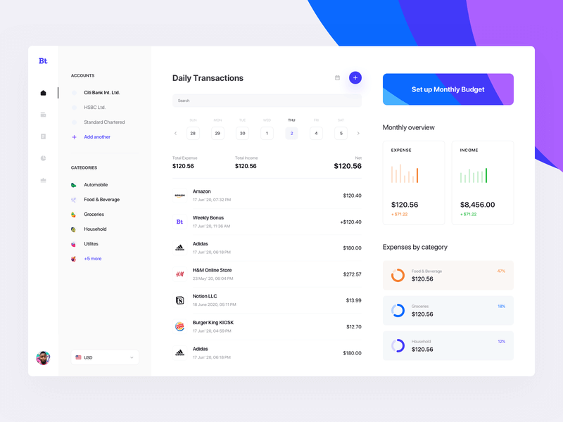 personal budgeting app dashboard desktop