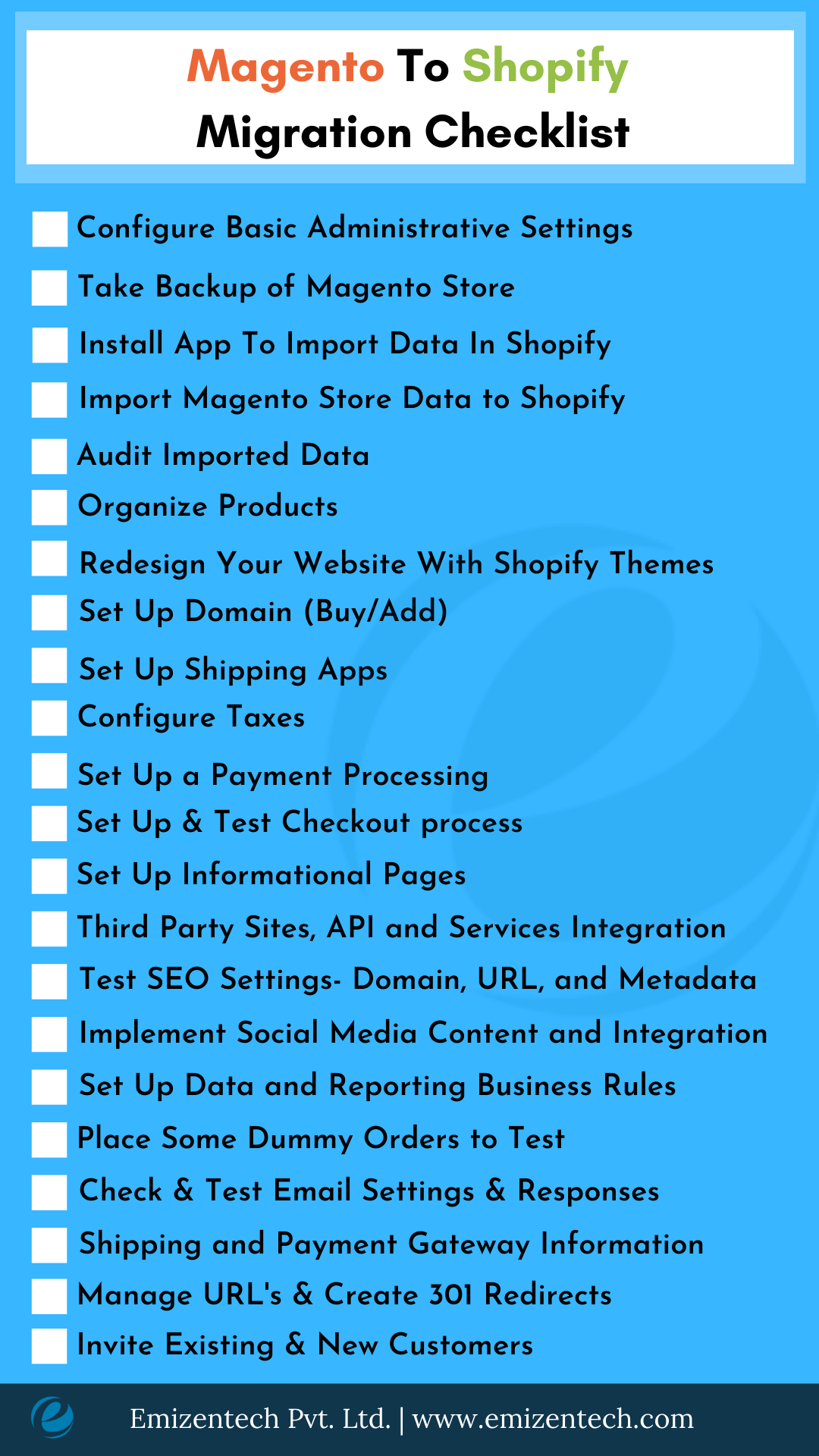 Magento To Shopify migration Checklist