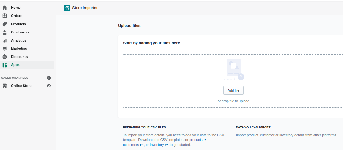 shopiy import store app screen