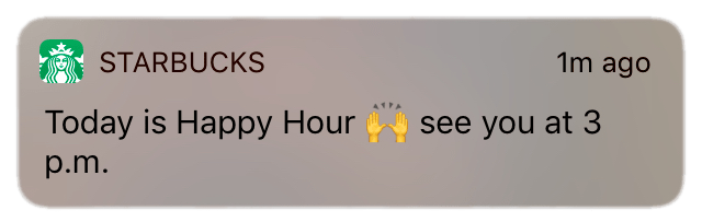 push notification by Starbucks