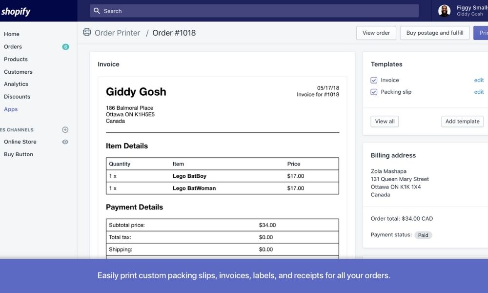 order printer Shopify app