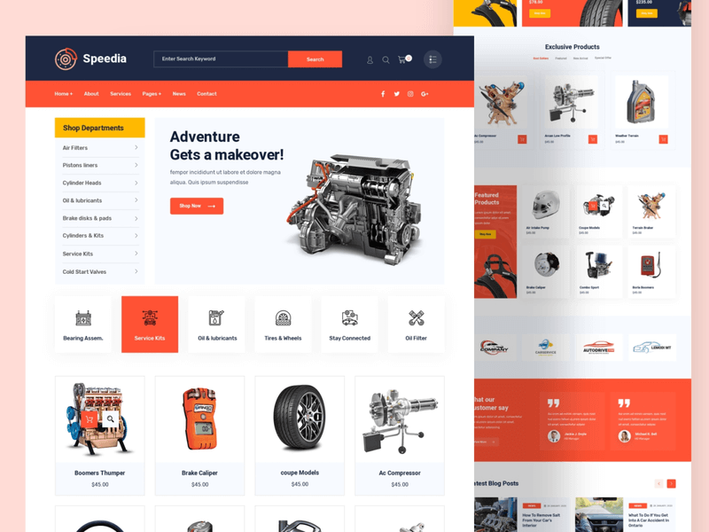 ui of online autoparts store