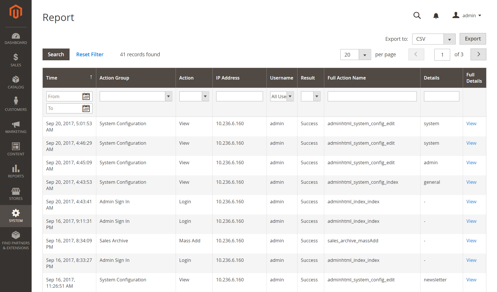 8 Action Logs Report
