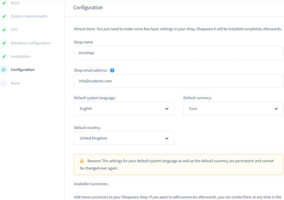 redirected to the Shopware dashboard