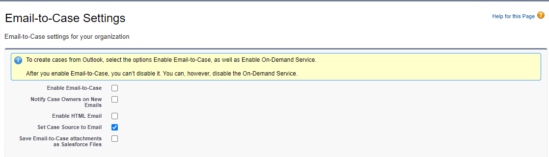 Email-to-Case settings