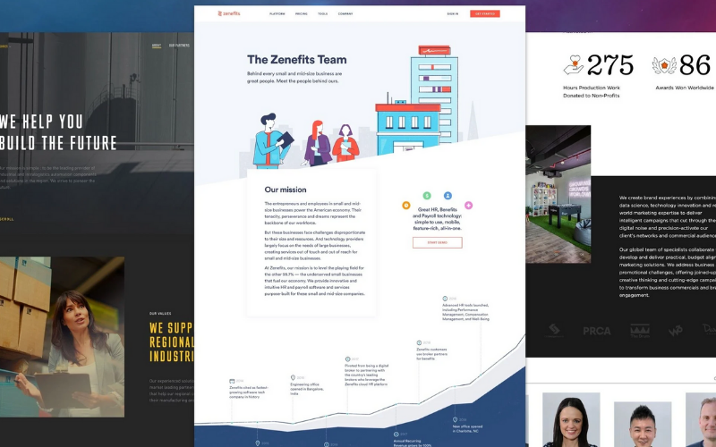 About Us Pages with The Brand Story