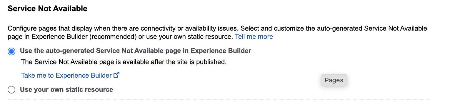 Service Not Available page