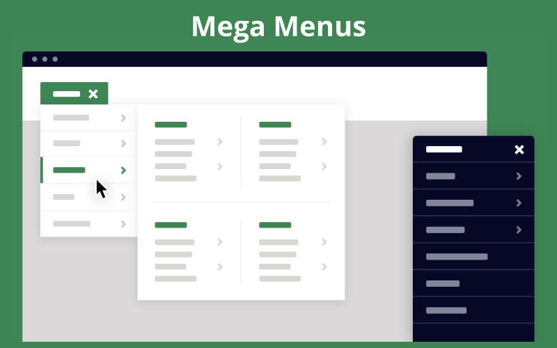 mega menus of ecommerce store
