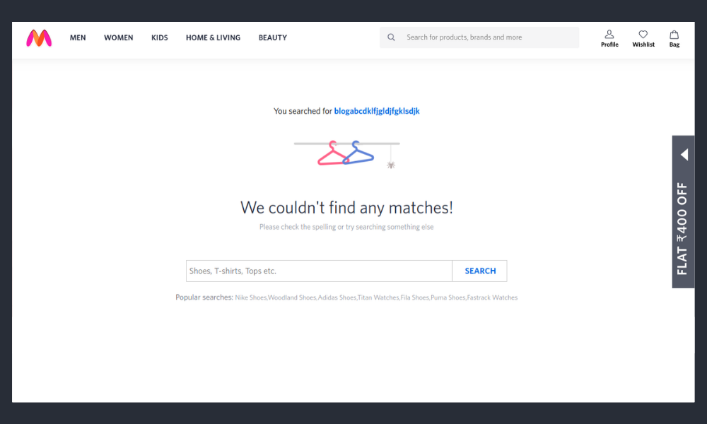 Myntra 404 page