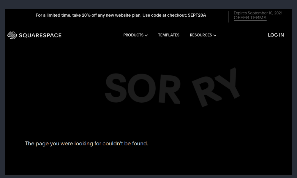 Squarespace 404 page