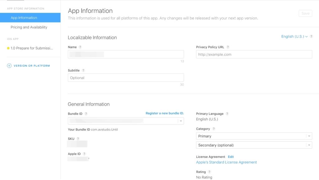 Fill App Store Listing Details