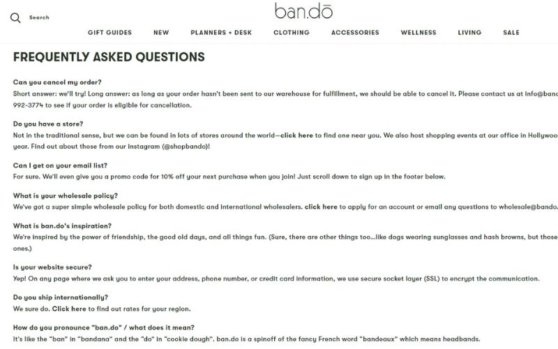 Bando FAQ Page