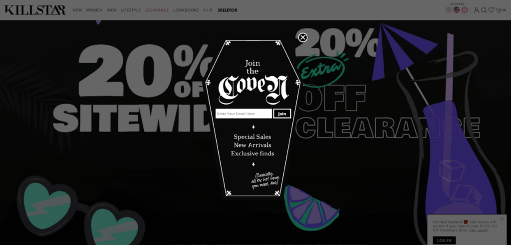 Creepy cool email capture (KILLSTAR)