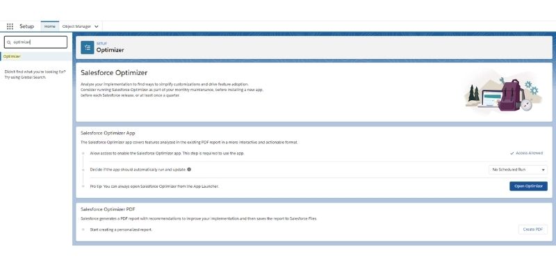 Enable Salesforce Optimizer