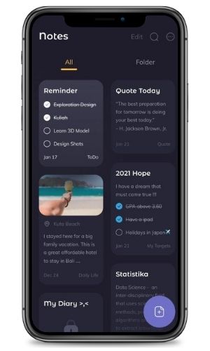 Tap to navigate to the full note