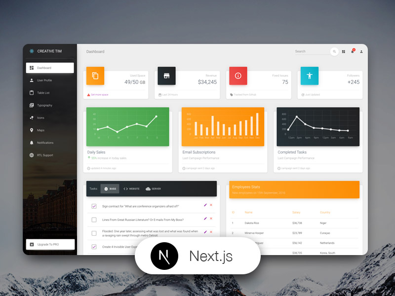 Material Dashboard nextjs