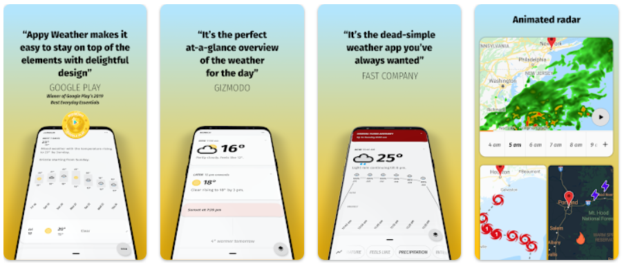 Appy Weather: Hyperlocal radar + Dark Sky weather
