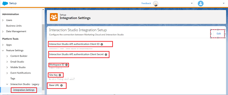 paste the user's API credentials