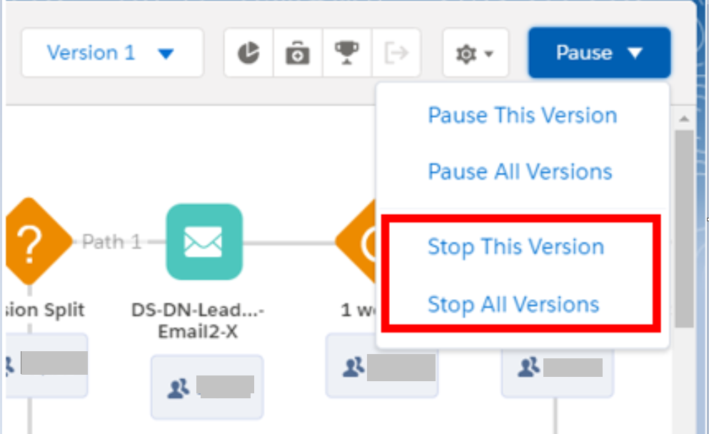 Click on the Pause button at the top right.