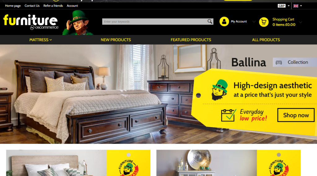 osCommerce demo furniture store
