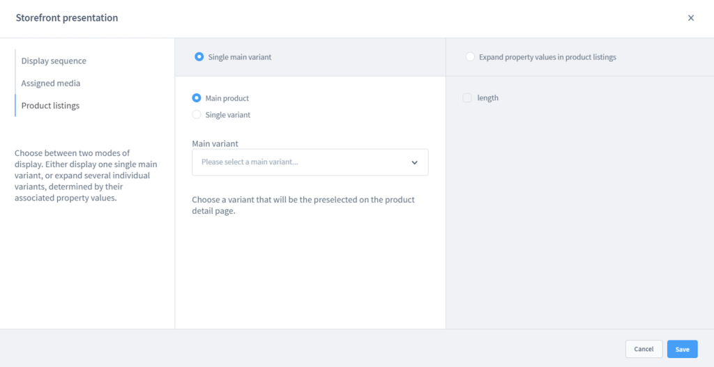 variants storefront presentation