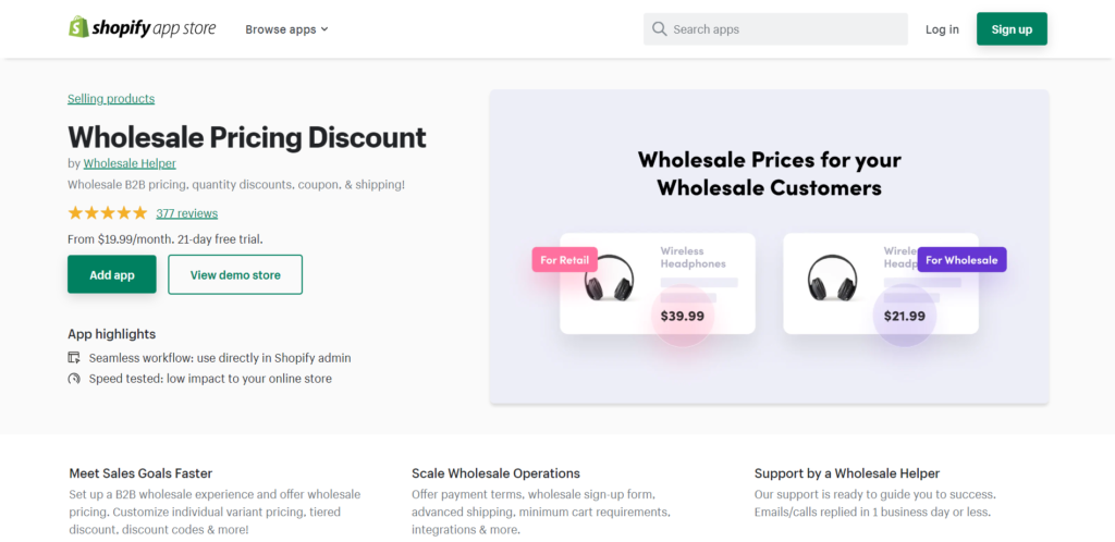 wholesale Pricing Discount