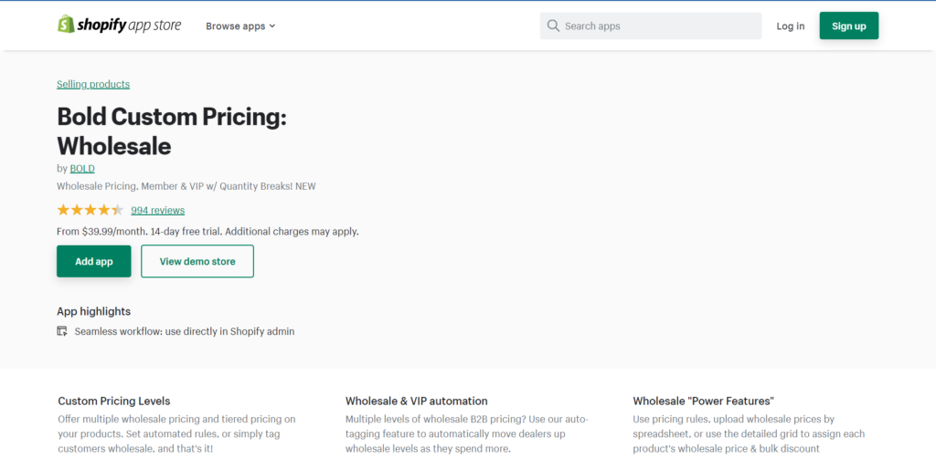 Bold Custom Pricing: Wholesale
