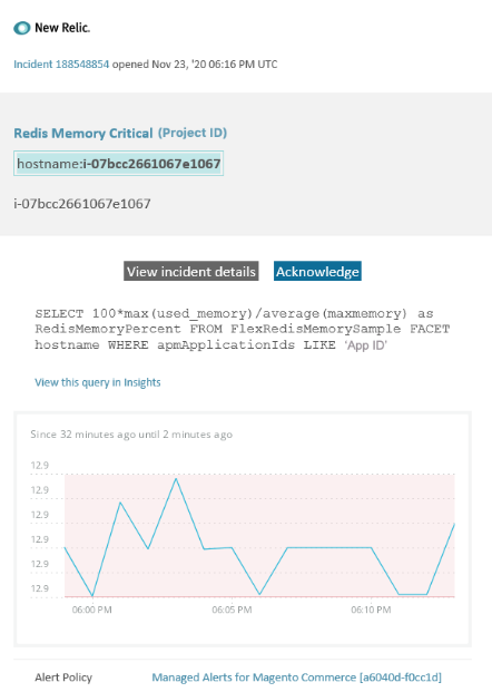 Redis memory warning alert