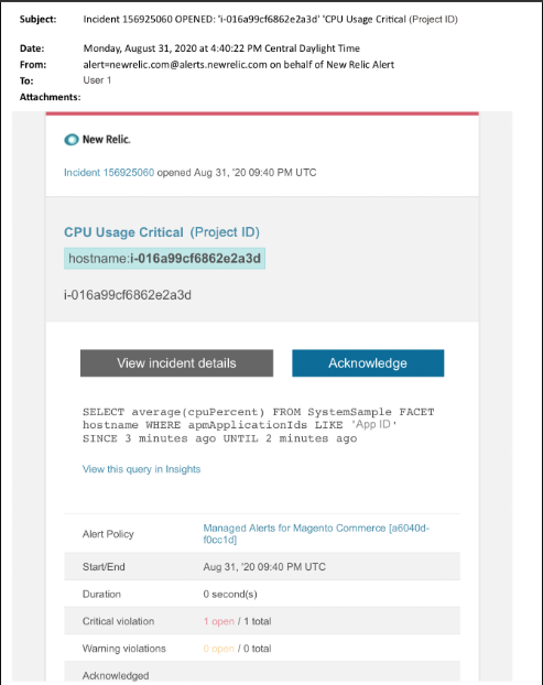 Memory warning alert