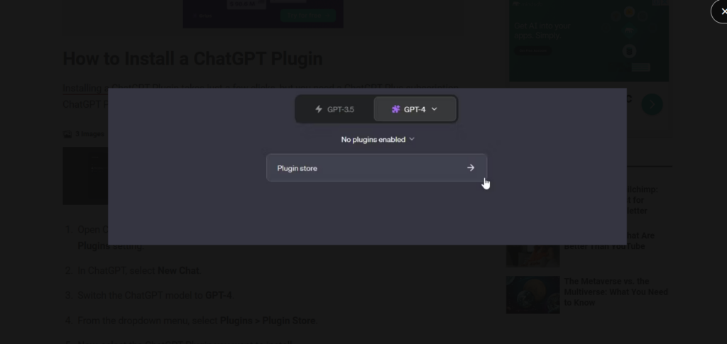 ChatGPT plugin setup